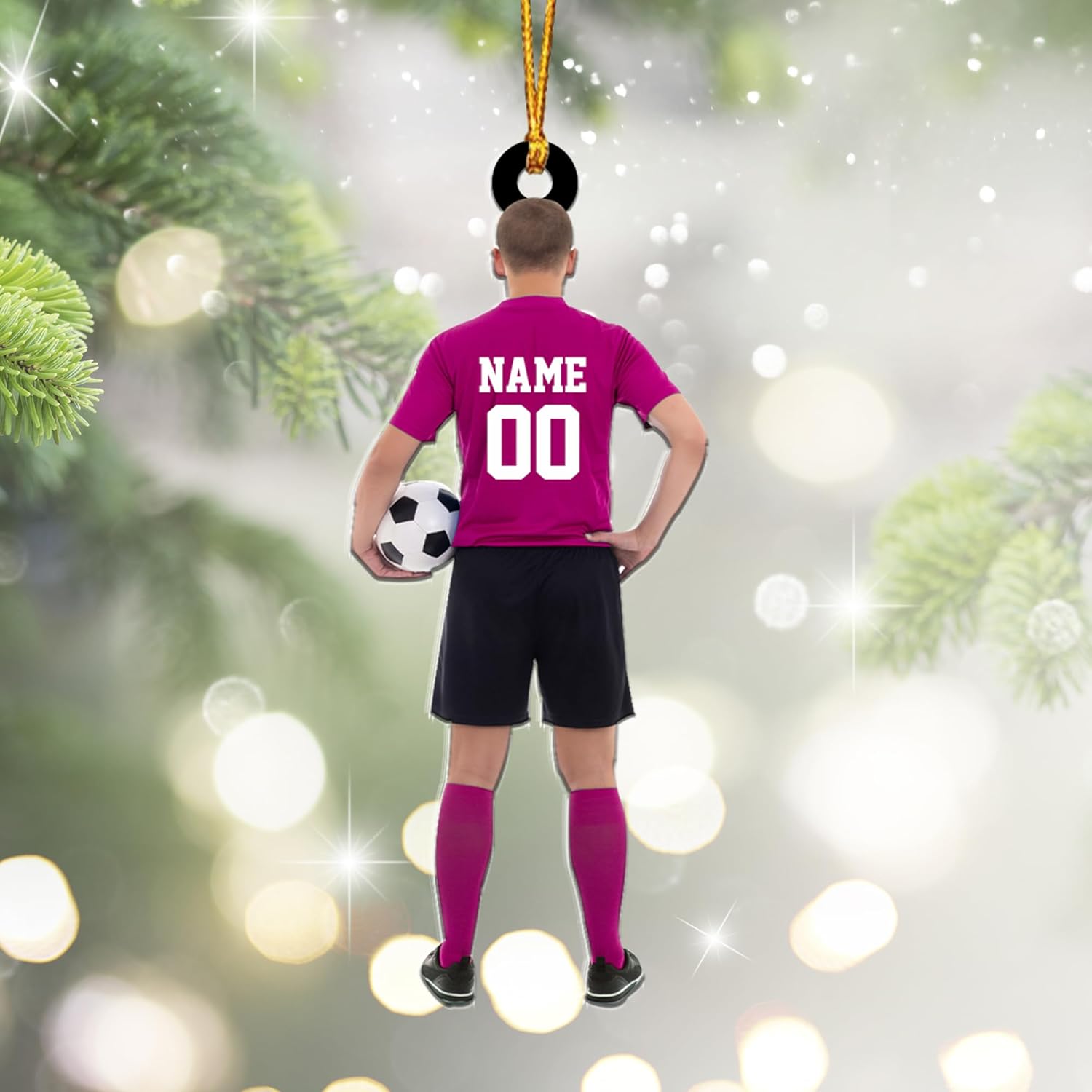 mostprints Personalized Soccer Christmas Ornament, Soccer Ornament for Boys, Soccer Team Ornaments, Gifts for The Soccer Player, Soccer Player Ornament, Soccer Gift Tree Hanging (SC15)