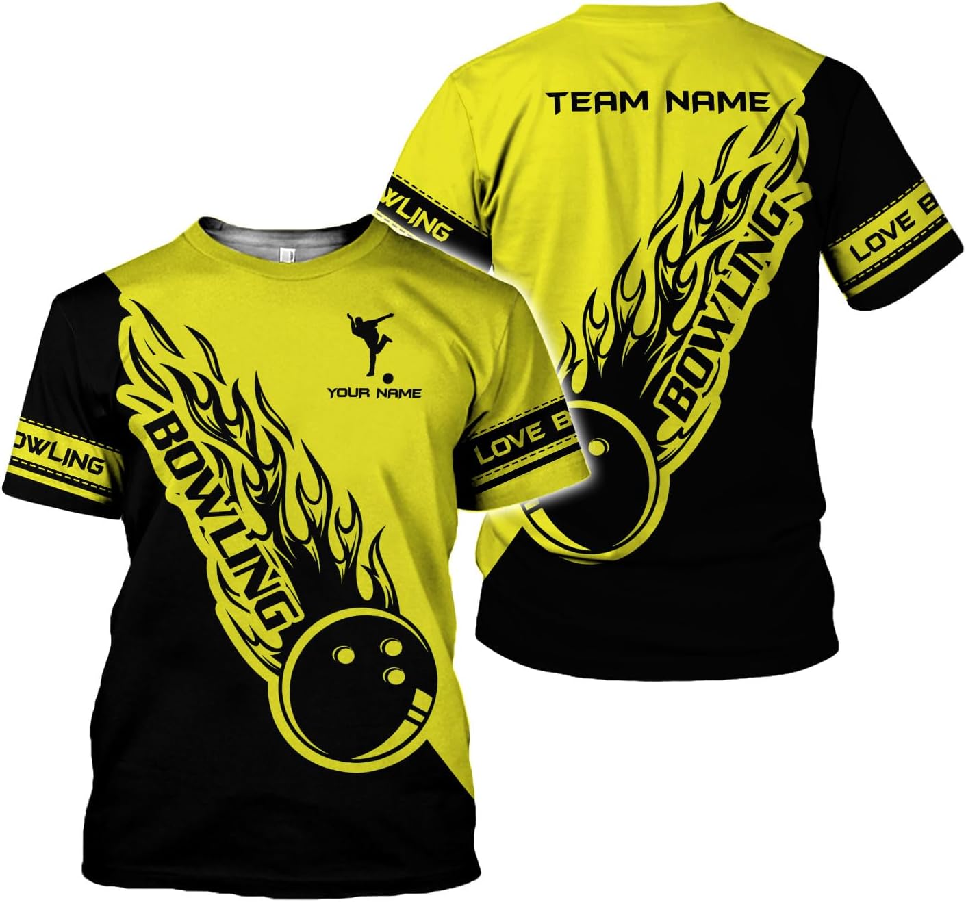 Rivelus Personalized Name Bowling Shirts for Men and Women 3D, Bowling Shirts for Team Bowling, Bowling Shirts Gift