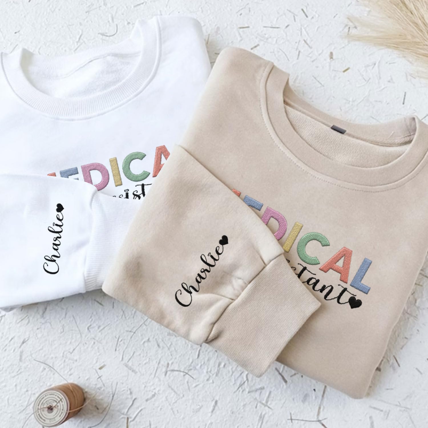 Custom Medical Assistant Embroidered Sweatshirt for Women, MA Nurse Crewneck, Medical Assistant Shirts Gift for Nurse