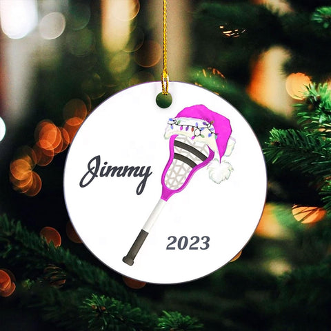 HomeDesign Personalized Lacrosse Ornament, Lacrosse Amor Shape Flat Ornament, Lacrosse Helmet Ornaments, Gifts for Lacrosse Lovers, Lacrosse Players, Lacrosse Christmas Ornament (LA 16)