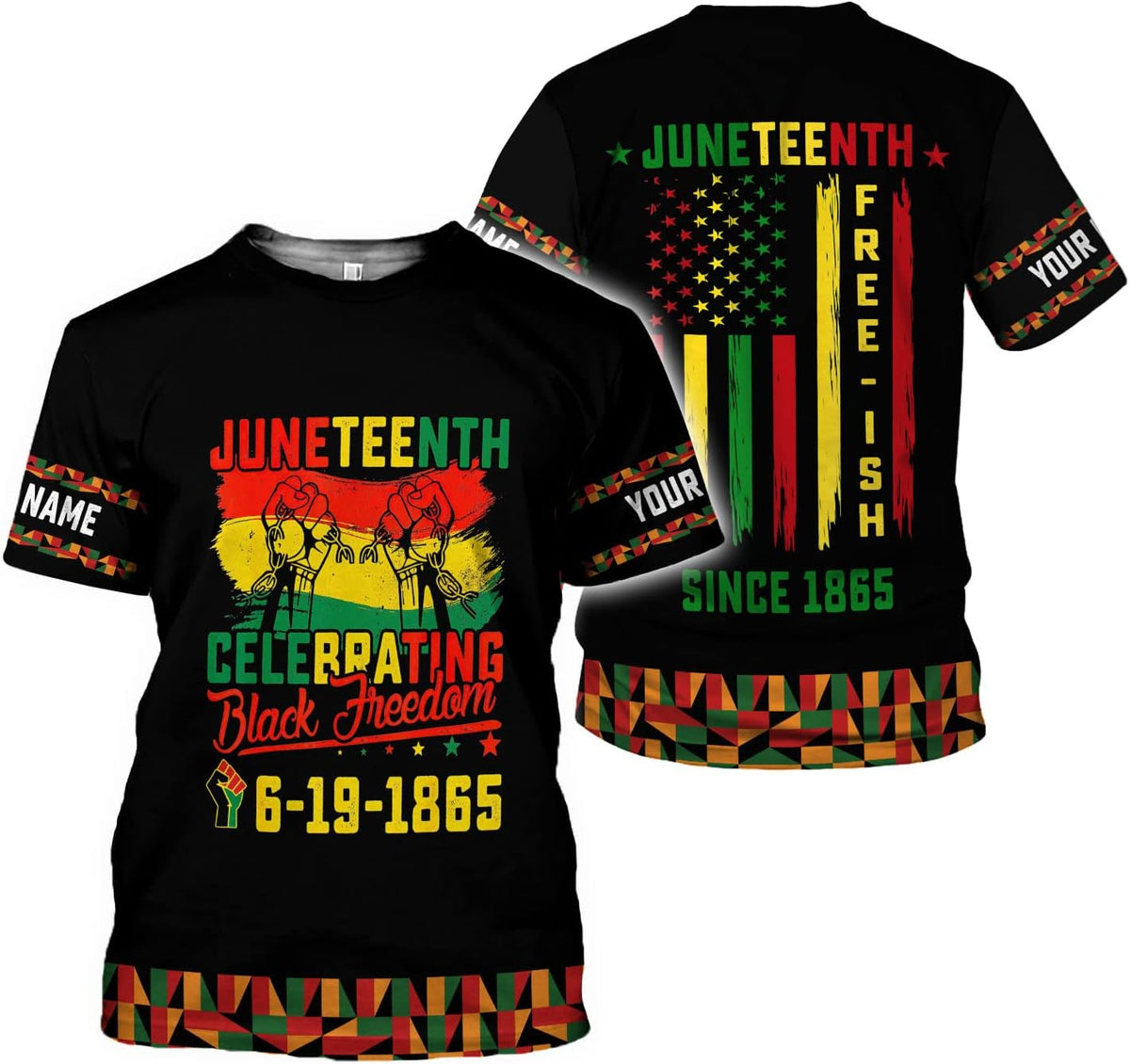 Lighthuy Personalized Juneteenth Shirt 3D, Juneteenth Shirts Women Gift, Customized Name Juneteenth Shirts for Men S-5XL