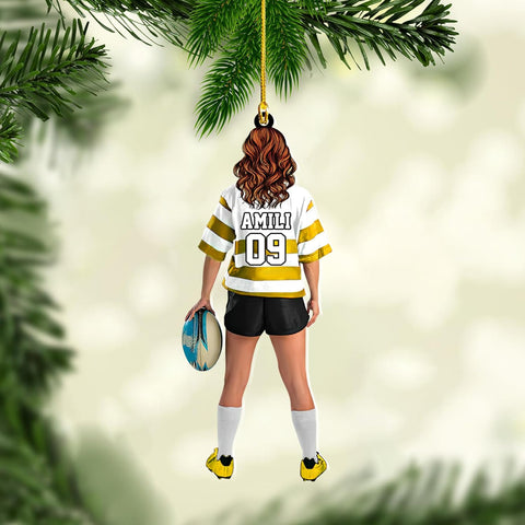 AOVL Personalized Rugby Ornament Rugby Player Gift Ornaments Rugby Team Gift Ornament Gift for Rugby Players Sports Ornaments for Christmas Tree Rugby Gifts for Sports (Rugby 2)