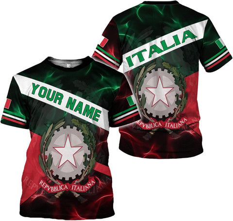 Mostprints Personalized Name Italy Shirt 3D, Custom Italian Shirt Flag for Men and Women, Italia Shirt Soccer Unisex Size