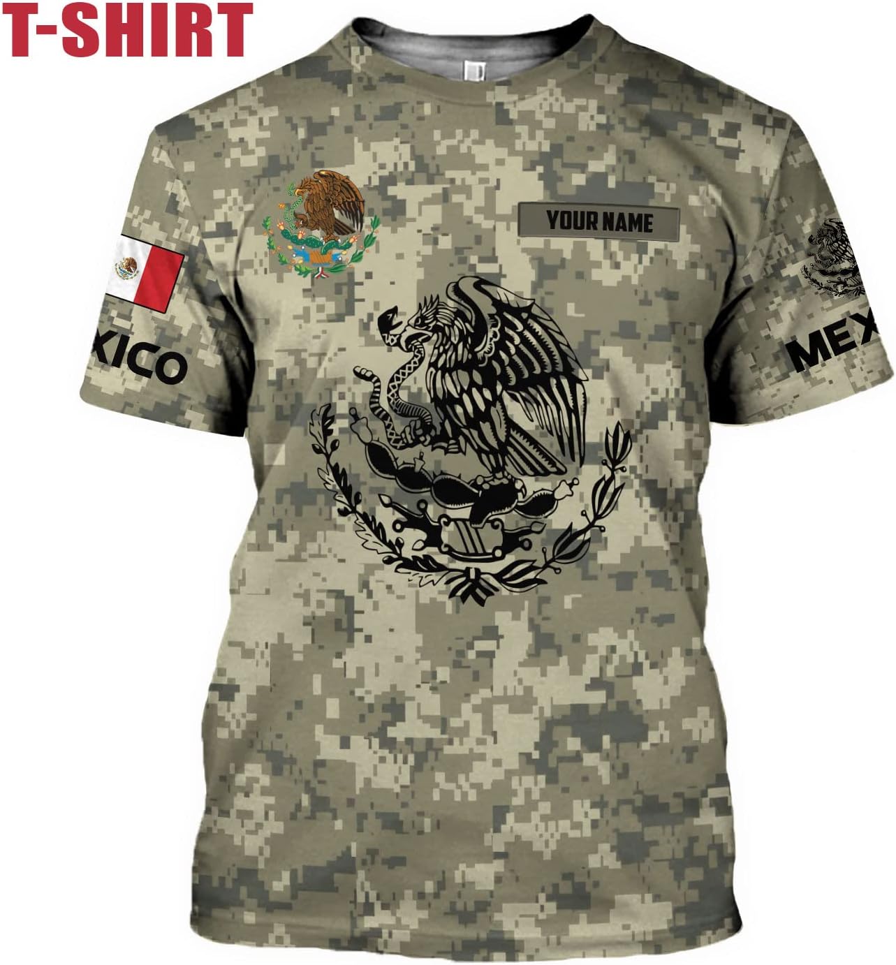 Mostefy Personalized Name Army Camo flag Mexican Mexico Unisex 3D All Over Printed Sportwear Hoodie, T Shirt, Zip Up Hoodie, Sweatshirt For Men Women Adult Full Size S-5XL (HD13)