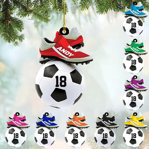 mostprints Personalized Soccer Christmas Ornament, Soccer Ornament for Boys, Soccer Team Ornaments, Gifts for The Soccer Player, Soccer Player Ornament, Soccer Gift Tree Hanging (SC10)