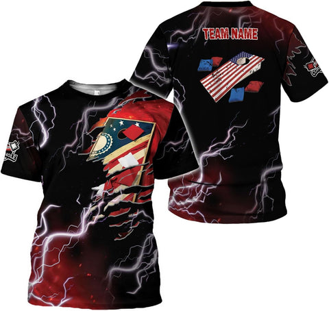 Custom 3D Cornhole T-Shirt Personalized Cornhole Team Uniform Gift for Men & Women Toss Game Board Bag Apparel