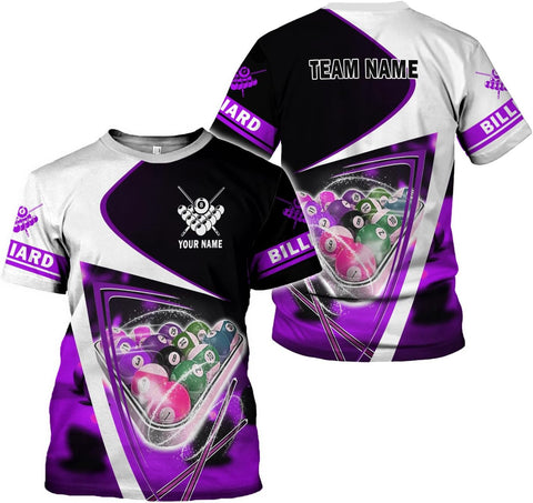 AOVL Personalized Billiard Shirts 3D Billiard Shirt Custom Billiard Flag Shirt Men's Pool Billiards Shirt 8 Ball Men Women