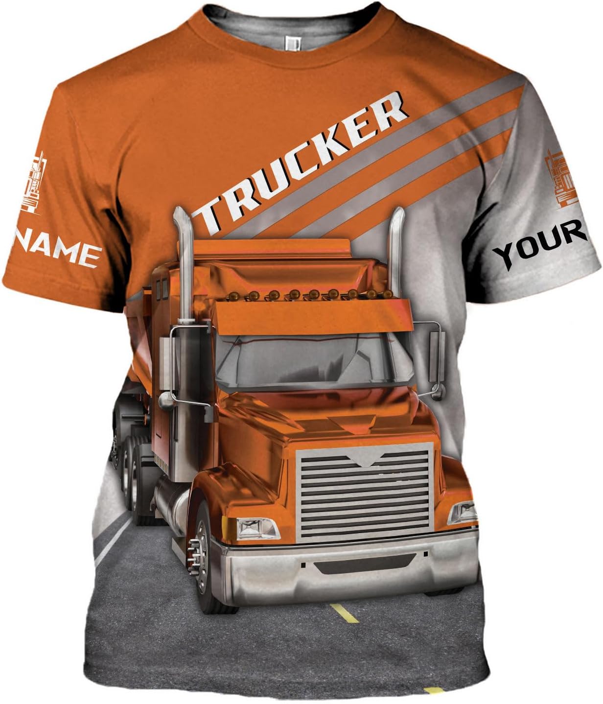 Personalized Trucker Shirt Custom US Flag Truck Driver Hoodie T-Shirt Funny Trucker Shirts Gift 3D for Men & Women Trucking