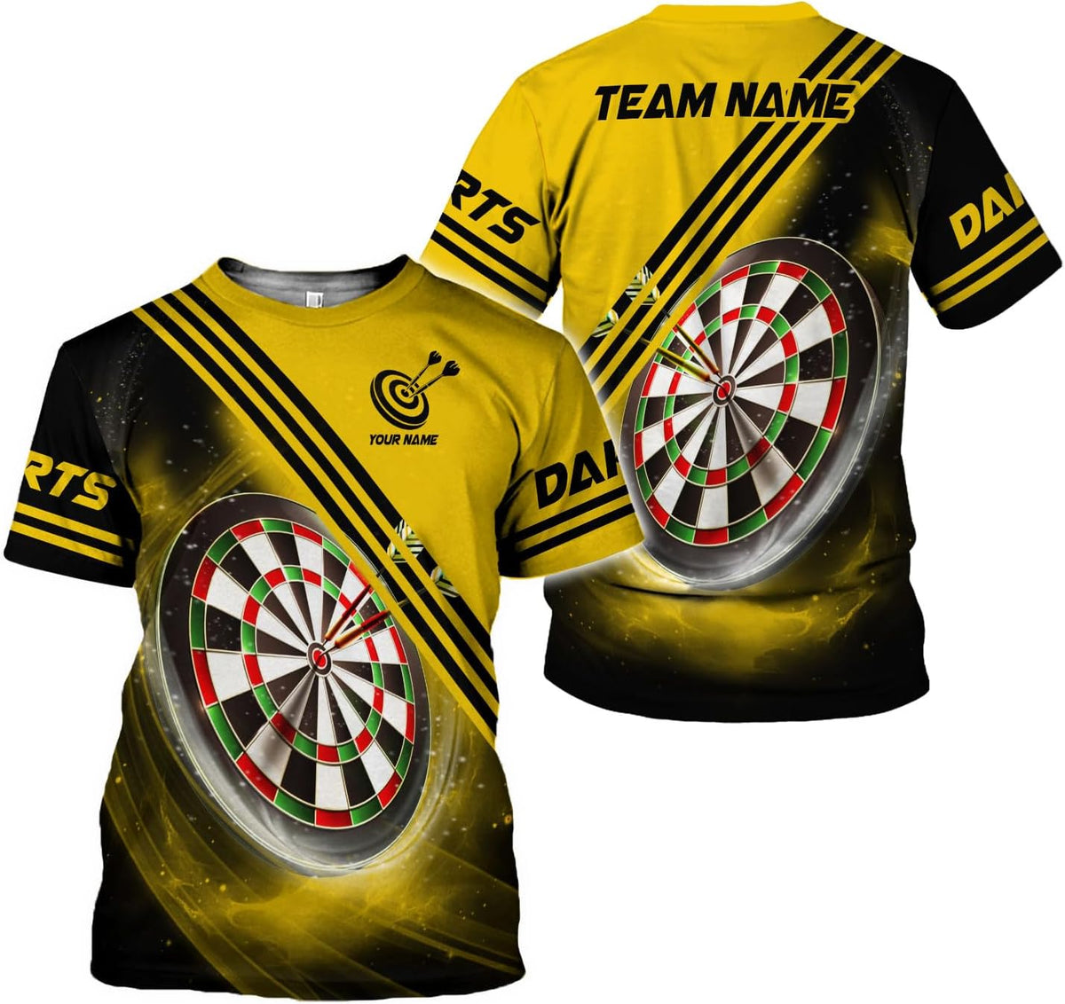 Artparel Personalized Dart Shirts for Men, Dart Polo 3D Shirts Custom Name Shirt, American Flag Shirt Unisex Shirt Size S-5XL