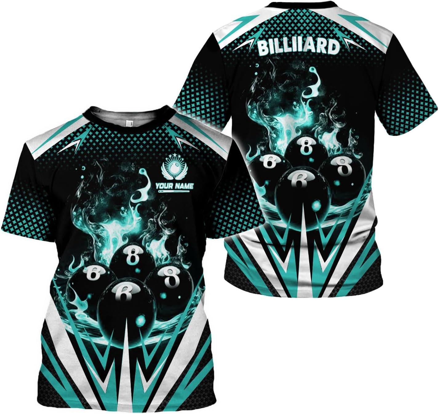 AOVL Personalized Billiard Shirts 3D Billiard Shirt Custom Billiard Flag Shirt Men's Pool Billiards Shirt 8 Ball Men Women