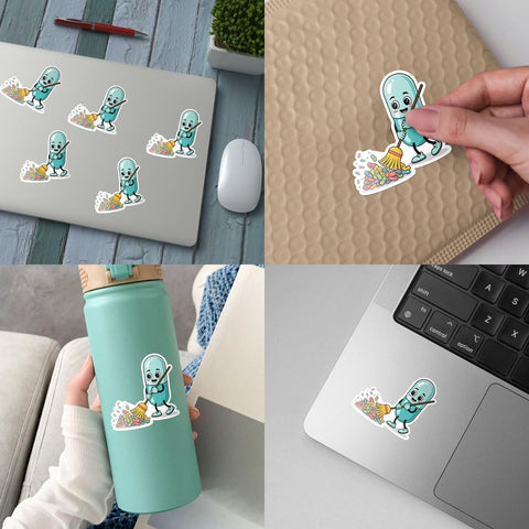 (3PCS) Medicine Pharmacy Sticker, Virus Clearing Pills Stickers Gift Nurse Doctor Pharmacist Decorations for Laptop Water Bottle Car Phone Helmet Window Kindle Notebook 3 Inch