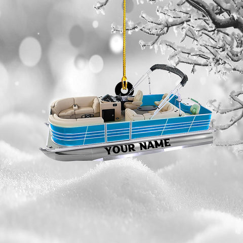 Parvii Personalized Pontoon Boat Ornament, Custom Pontoon Christmas Ornament, Pontoon Boat Christmas Ornament, Pontoon Boat, Christmas Tree Ornament, Custom Pontoon Hanging Ornament (PT 2)