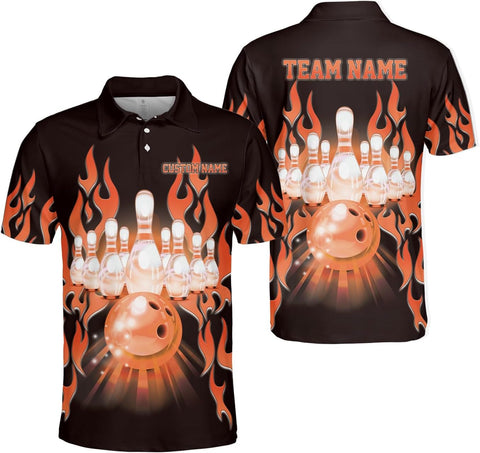 Custom 3D Bowling Polo Shirts for Men and Women Personalized Team Name Gift Unisex Customized Bowling Short Sleeve Polo Shirt