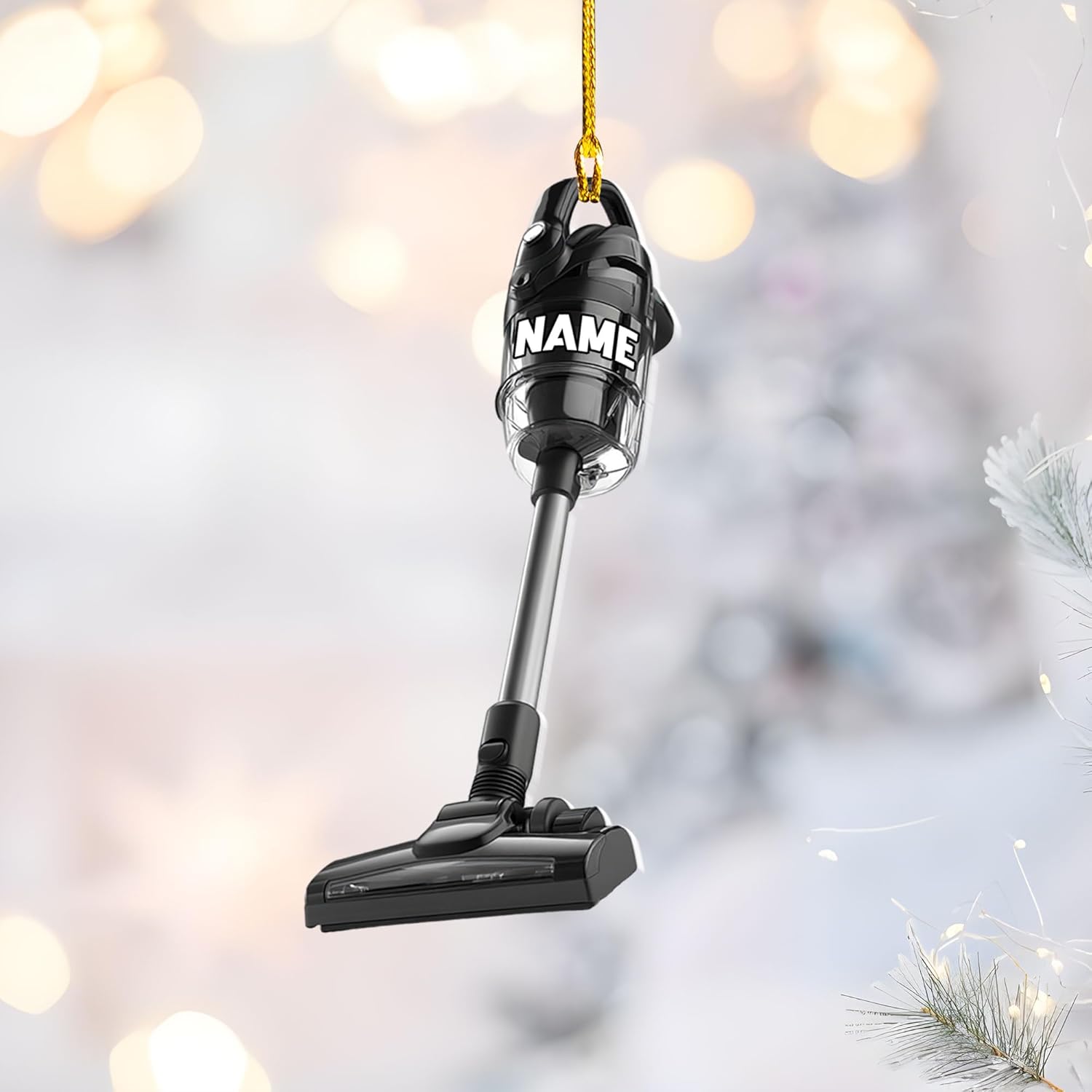 Customized Vacuum Cleaner Christmas Ornament, Cleaning Tools Ornament for Christmas Tree, Gift for Housewife Housekeeper, Holiday Xmas Tree Hanging Decor for Mom Woman Wife (Acrylic, Style 4)