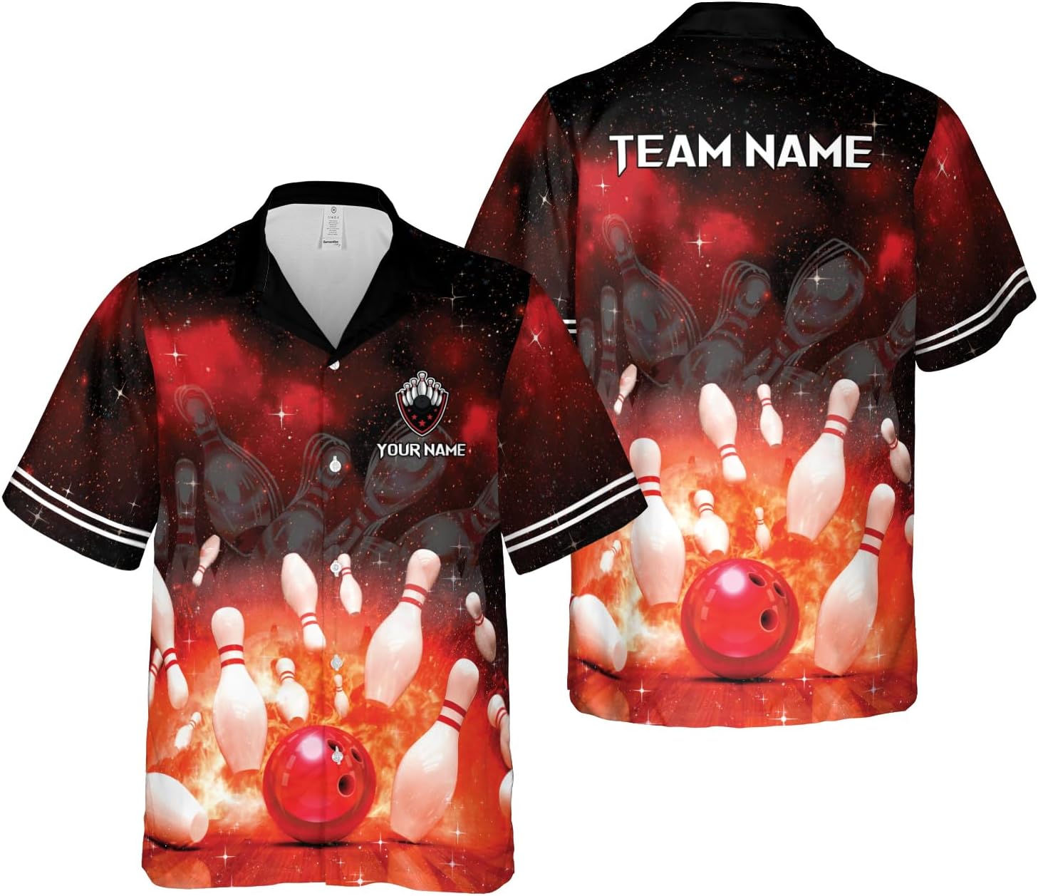 Artparel Personalized Bowling Hawaiian Shirt 3D Bowling Hawaiian Gifts Men Bowling Button-Down Short Sleeve Hawaiian Shirt