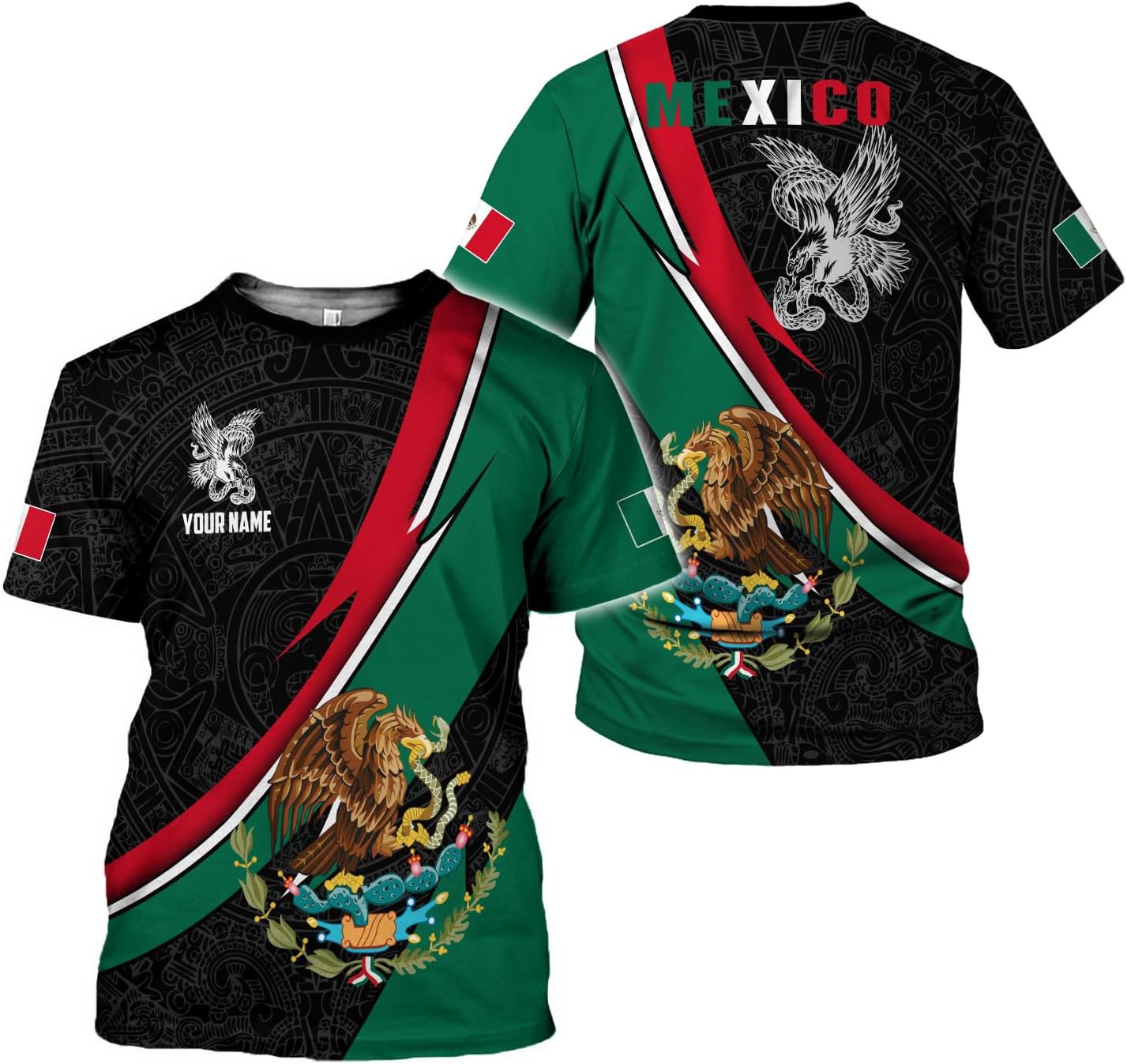 Mostprints Personalized Name Mexican Shirts for Men 3D Customized Mexico Shirts for Men Mexico Shirts for Women Mexico Shirt