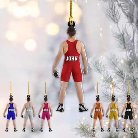 Artparel Personalized Wrestling Ornament Wrestling Helmet Ornaments Wrestling Christmas Ornament Gift for Wrestling Player Wrestling Christmas Tree Ornaments for Boys or Girls (Wrestling 1)