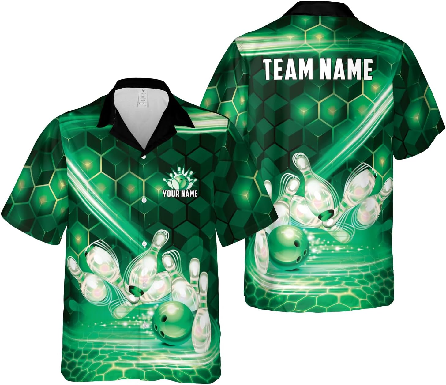 Artparel Personalized Bowling Hawaiian Shirt 3D Bowling Hawaiian Gifts Men Bowling Button-Down Short Sleeve Hawaiian Shirt