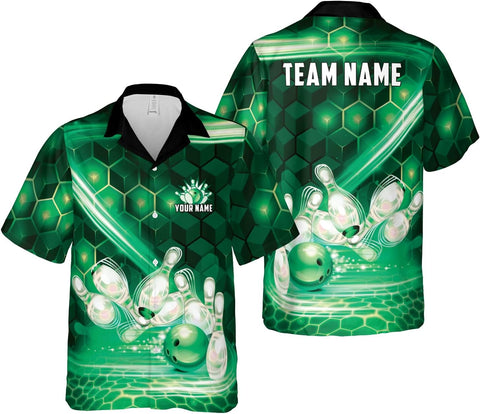 Artparel Personalized Bowling Hawaiian Shirt 3D Bowling Hawaiian Gifts Men Bowling Button-Down Short Sleeve Hawaiian Shirt