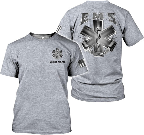 Mostprints Personalized EMT Shirt, EMS Shirt, Customized EMS Shirts,EMT Paramedic Uniform Emergency Medical Technician Shirts