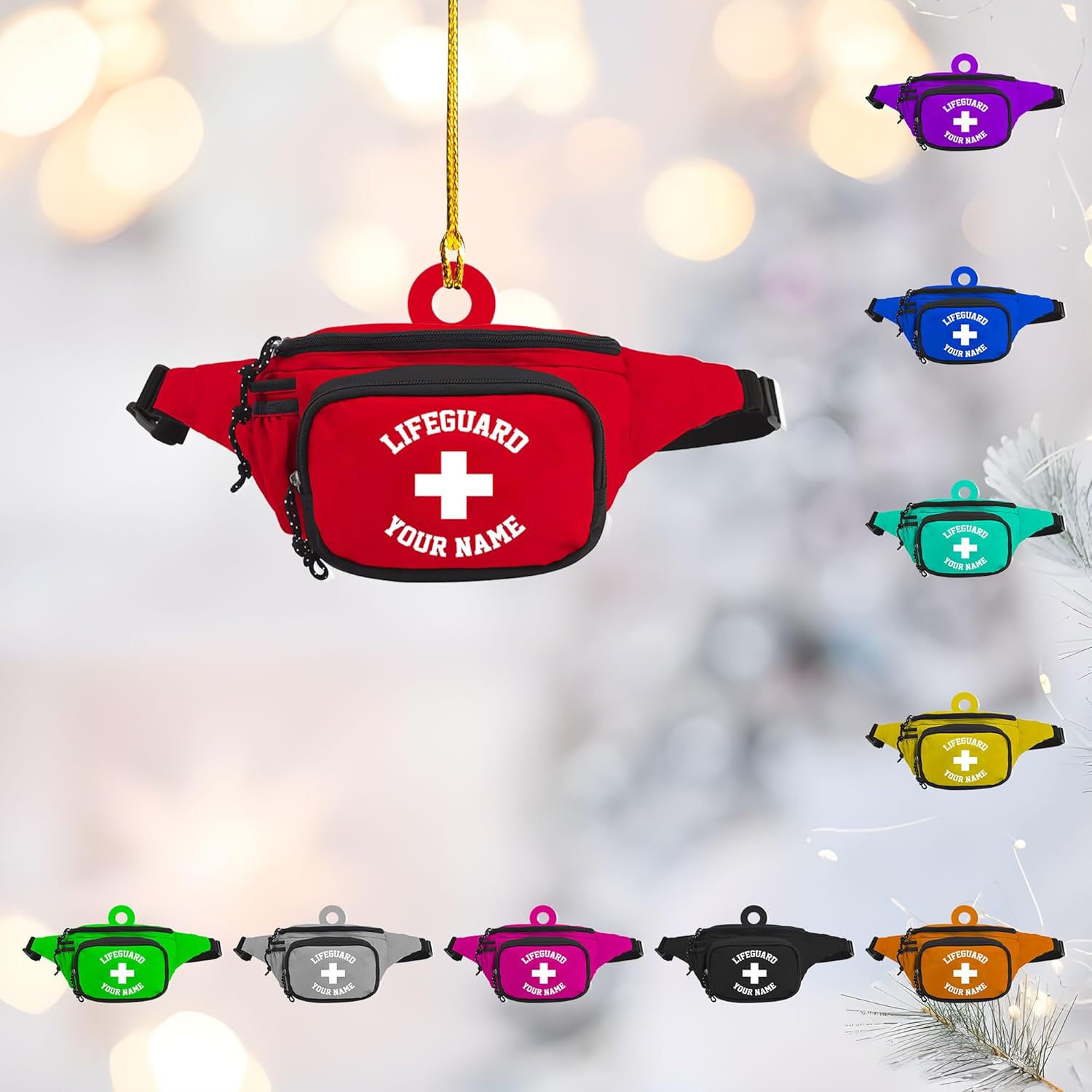 Personalized Lifeguard Ornament, Lifeguard Gift Christmas 2024 Life Guard Ornament Lifesaver Ornament, Lifeguard Gift Ideas for Women Girl Kids, Officially Licensed Hot Lifeguard (Style 4)