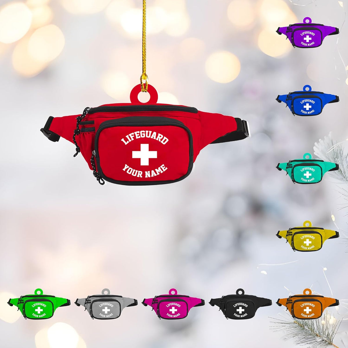 Personalized Lifeguard Ornament, Lifeguard Gift Christmas 2024 Life Guard Ornament Lifesaver Ornament, Lifeguard Gift Ideas for Women Girl Kids, Officially Licensed Hot Lifeguard (Style 4)