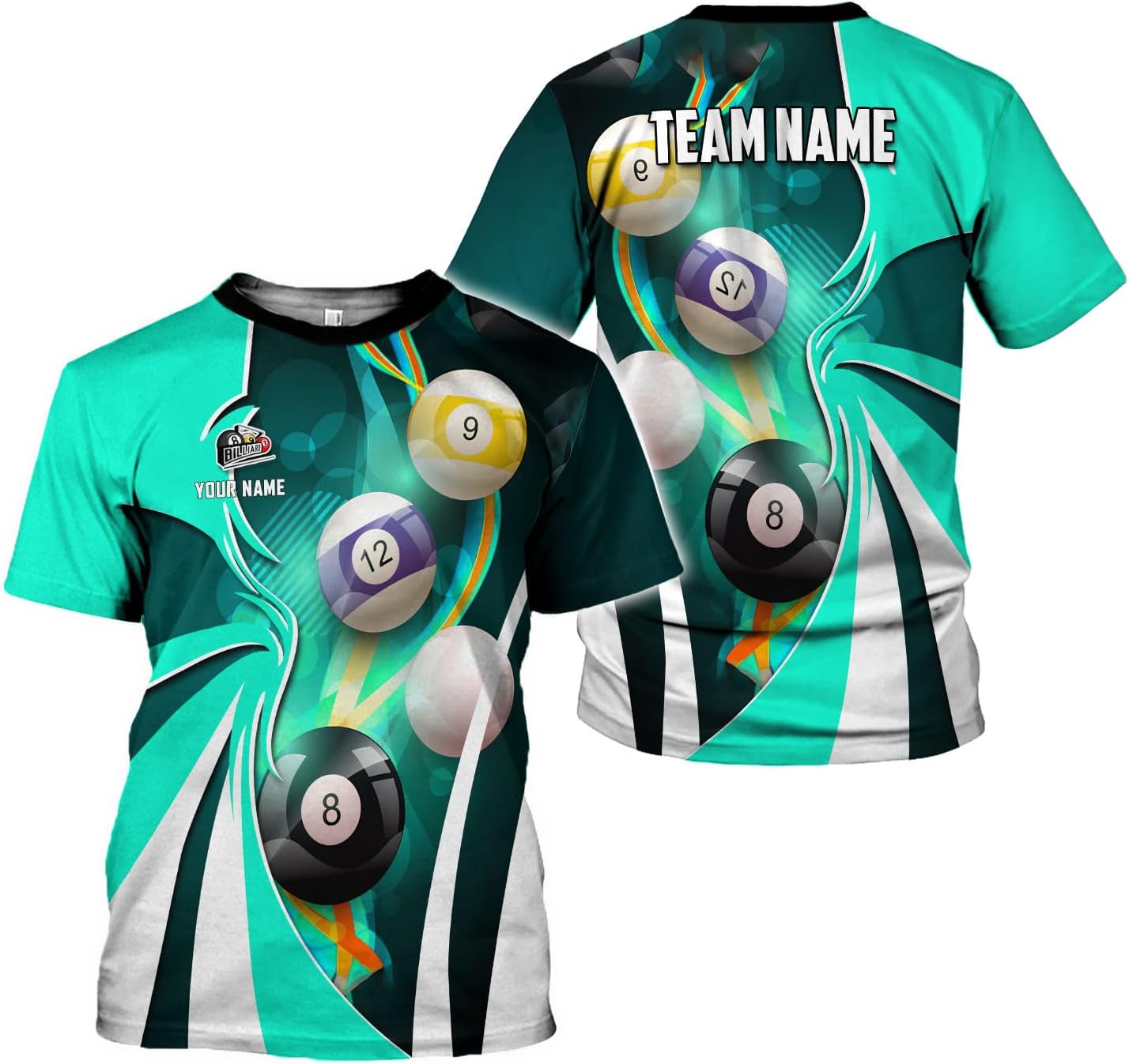 Ligthuy Personalized Name Billiard Shirts 3D, Billiards Shirt 8 Ball Billiard Shirt Custom Men's Pool Men Women1