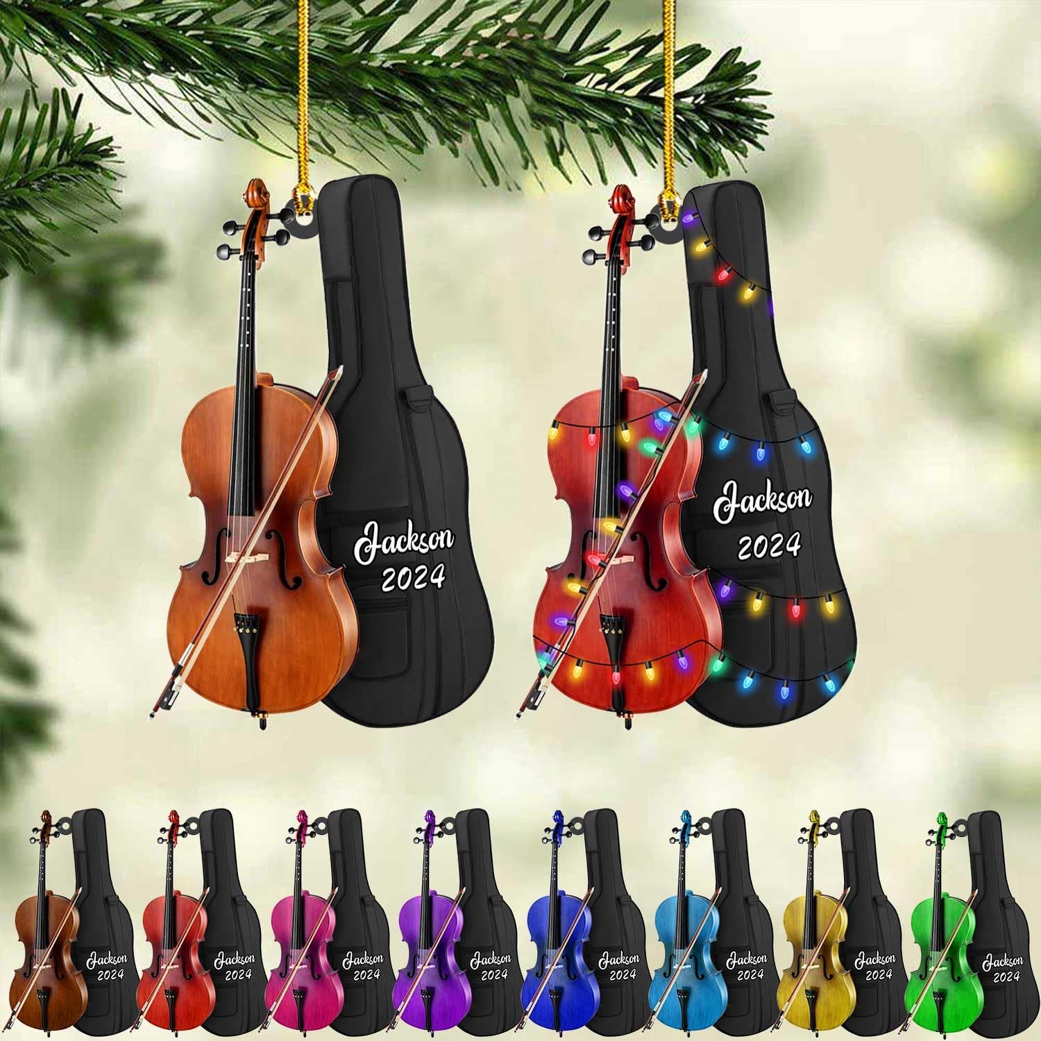 Personalized Cello Instrument Music Ornament, Cello Player, Cello Tree Ornaments, Cello Musical Keepsake Xmas Ornament Gift for Men Women Music Lover, Customized Cello Instrument Xmas (1, CLL1)