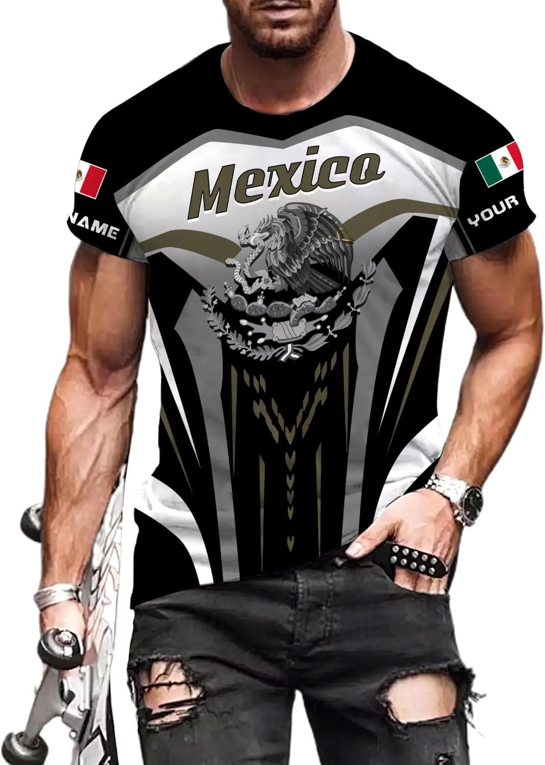 Rivelus Personalized Name Mexican Shirts for Men, Customized Mexico Shirts for Men, Mexico Shirts for Women Mexico Shirt