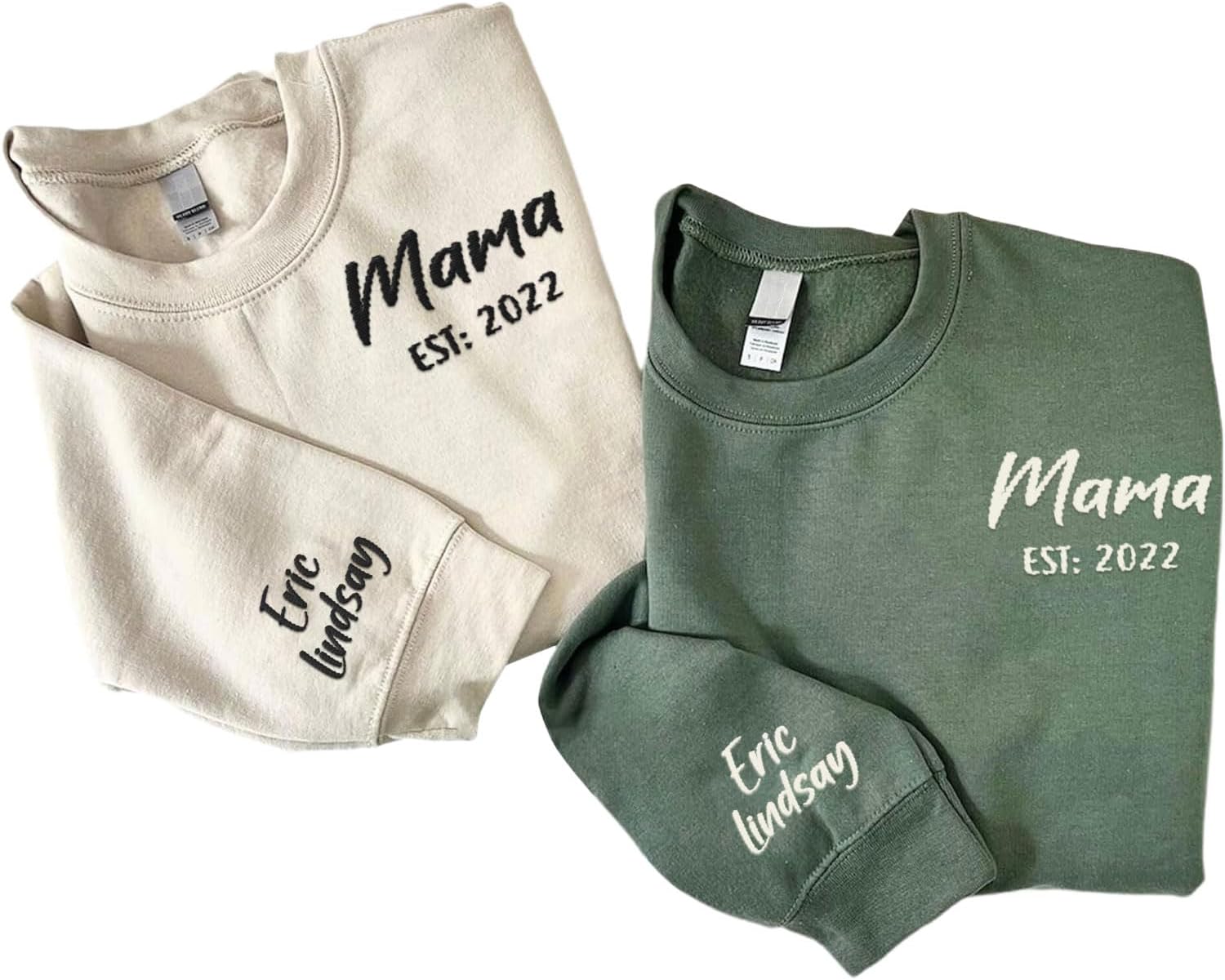 Custom Mama Crewneck Sweatshirt Personalized Mom Est 2024 Sweater with Kids Names Customized Gifts for Mothers Day (Cotton, SS28)