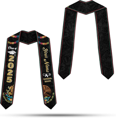 Custom Mexican flag Graduation Stole class of 2025, Mexico Grad Sash, Grad gift