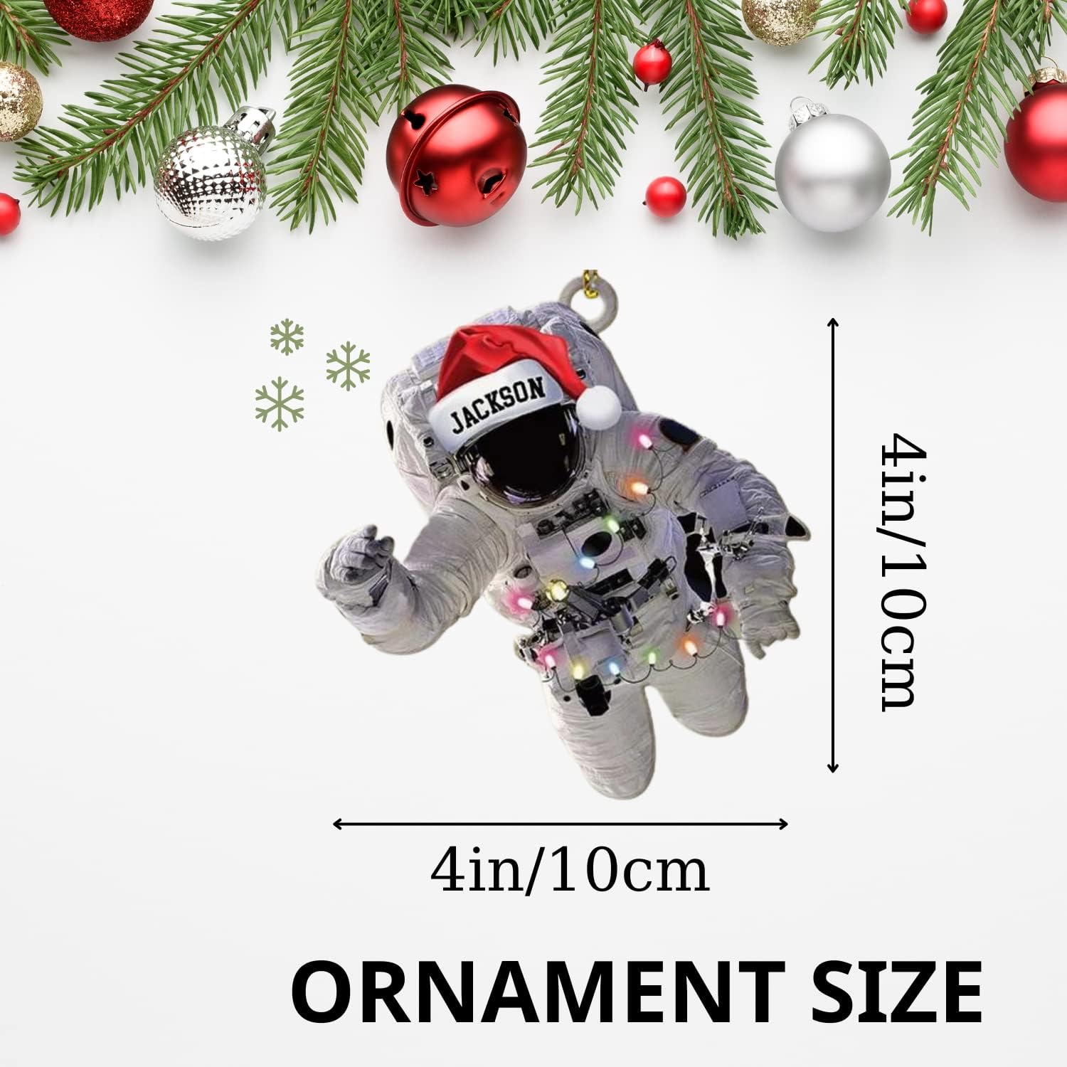 Personalized Astronaut Kids Christmas Ornament Custom Name Astronaut Christmas Tree Wood Plastic Ornament Ornament for Christmas Tree Xmas Home Decoration Gifts for Boys Children Space (ATN4)