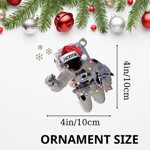 Personalized Astronaut Kids Christmas Ornament Custom Name Astronaut Christmas Tree Wood Plastic Ornament Ornament for Christmas Tree Xmas Home Decoration Gifts for Boys Children Space (ATN4)