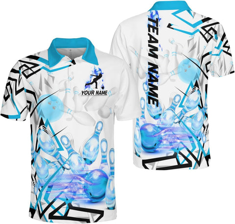 Mostprints Personalized Name Bowling Polo Shirts 3D for Men and Women, Bowling shirt, Bowling Shirts for Men Team Bowling Shirt
