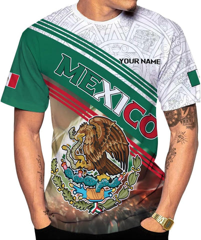 Mostprints Personalized Name Mexican Shirts for Men 3D Customized Mexico Shirts for Men Mexico Shirts for Women Mexico Shirt