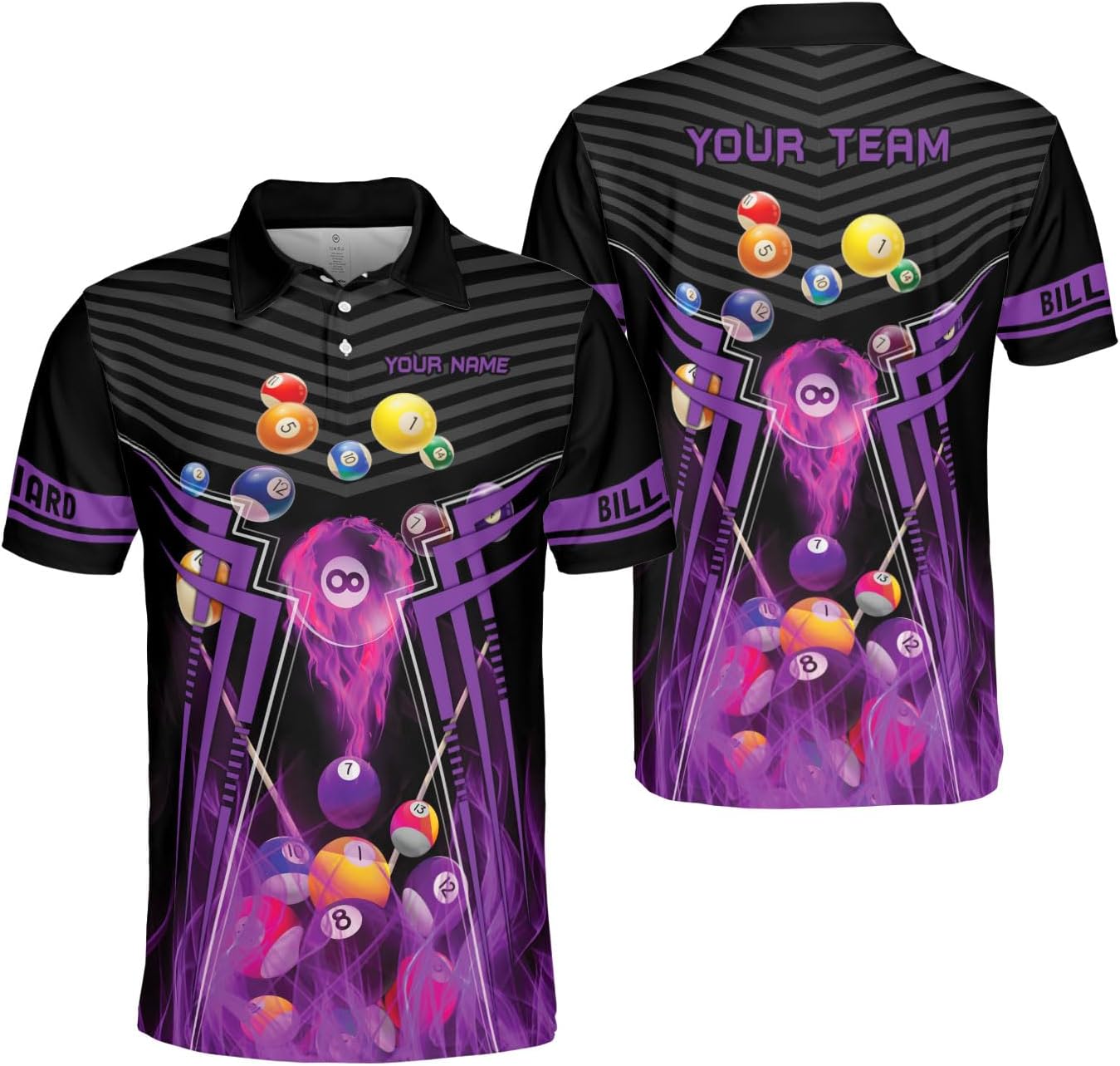 Custom Billiard Polo Shirts for Men Women Personalized Name Team 8 Ball Shirt Billiards Apparel Pool 3D Tshirts Gifts Players