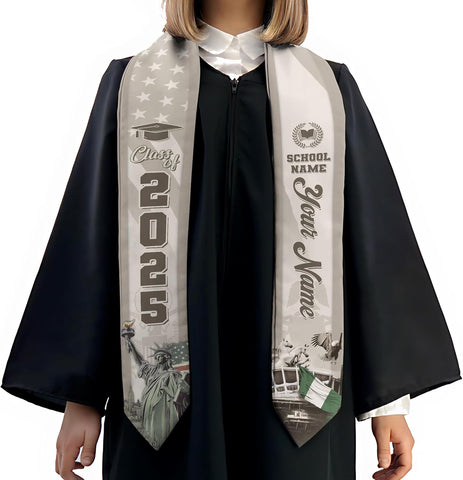 Pretyprints Custom Nigerian Graduation Sash, Nigeria Graduation Stole Customize, Nigerian American Flag Graduation Sash 2025