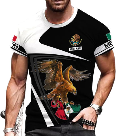RoyalBro Personalized Mexico Shirt, Camisas de Mexico Customized Mexican Shirts Mexican Flag Mexico 3D Shirt for Men Women