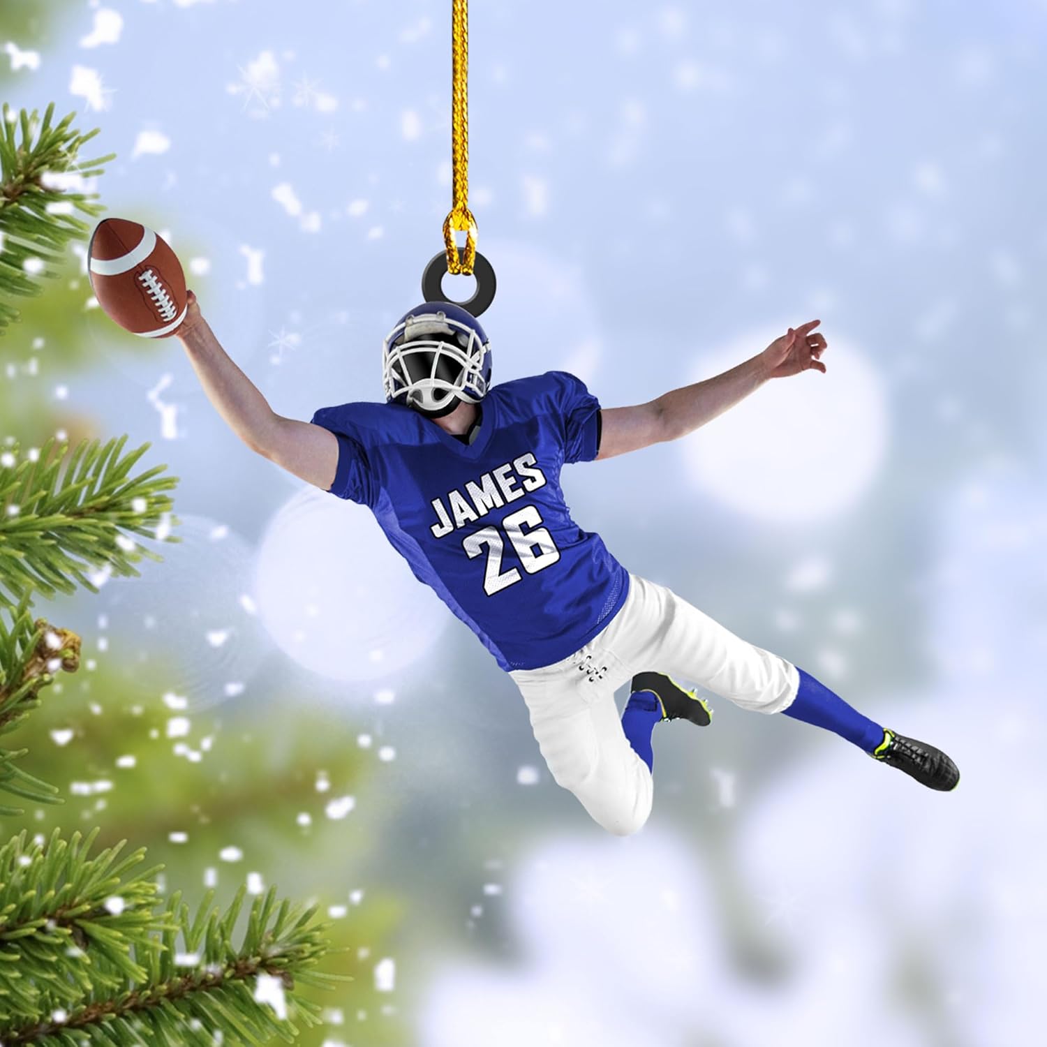 RoyalBro Personalized Football Ornaments 2023, Customized American Football Christmas Ornament, Football Ornament Christmas Tree Hanging Ornament Pine Tree Decorations (Football 6)