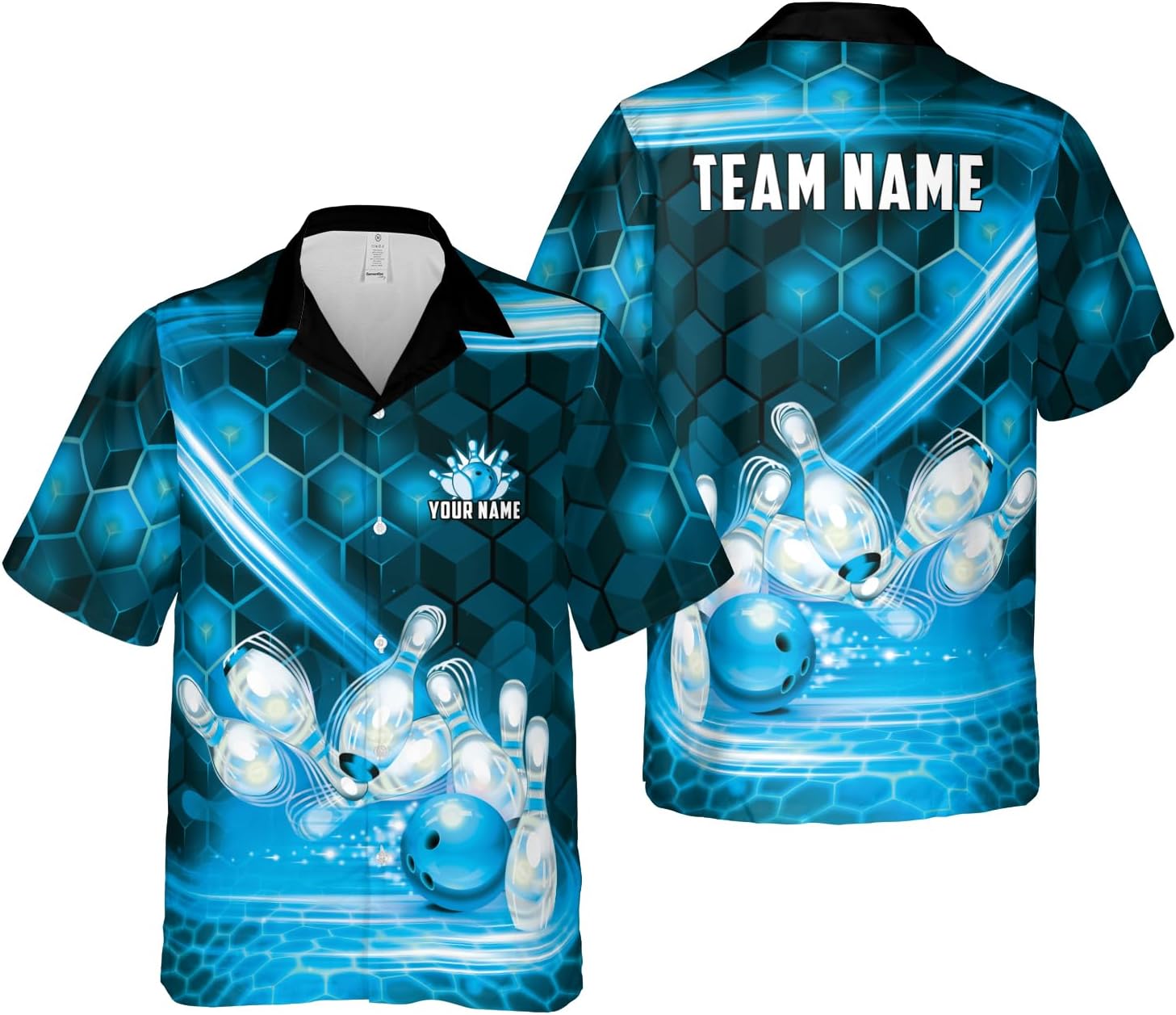Artparel Personalized Bowling Hawaiian Shirt 3D Bowling Hawaiian Gifts Men Bowling Button-Down Short Sleeve Hawaiian Shirt