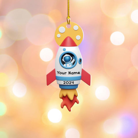 Personalized Astronaut Christmas Ornament Custom Name Rocket Spaceship Ornament for Christmas Tree Xmas Home Decoration Gifts for Boys Children Space (Acrylic, Style 7)