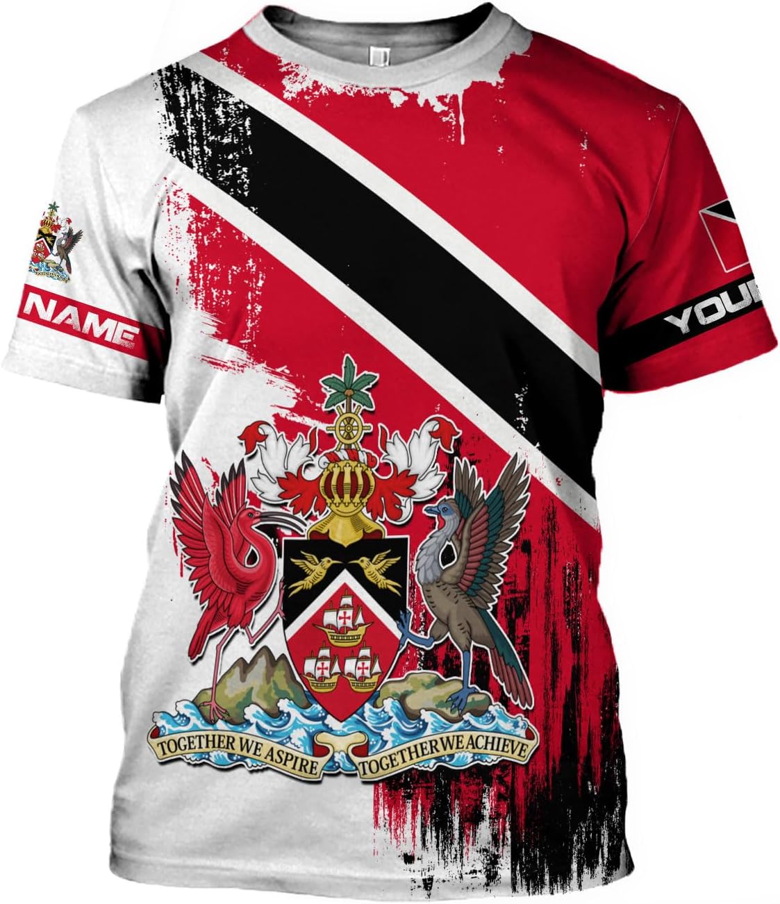 Artparel Personalized Trinidad and Tobago Shirt Trinidad and Tobago Coat of Arms Flag ShirtsTrinidad and Tobago Crest