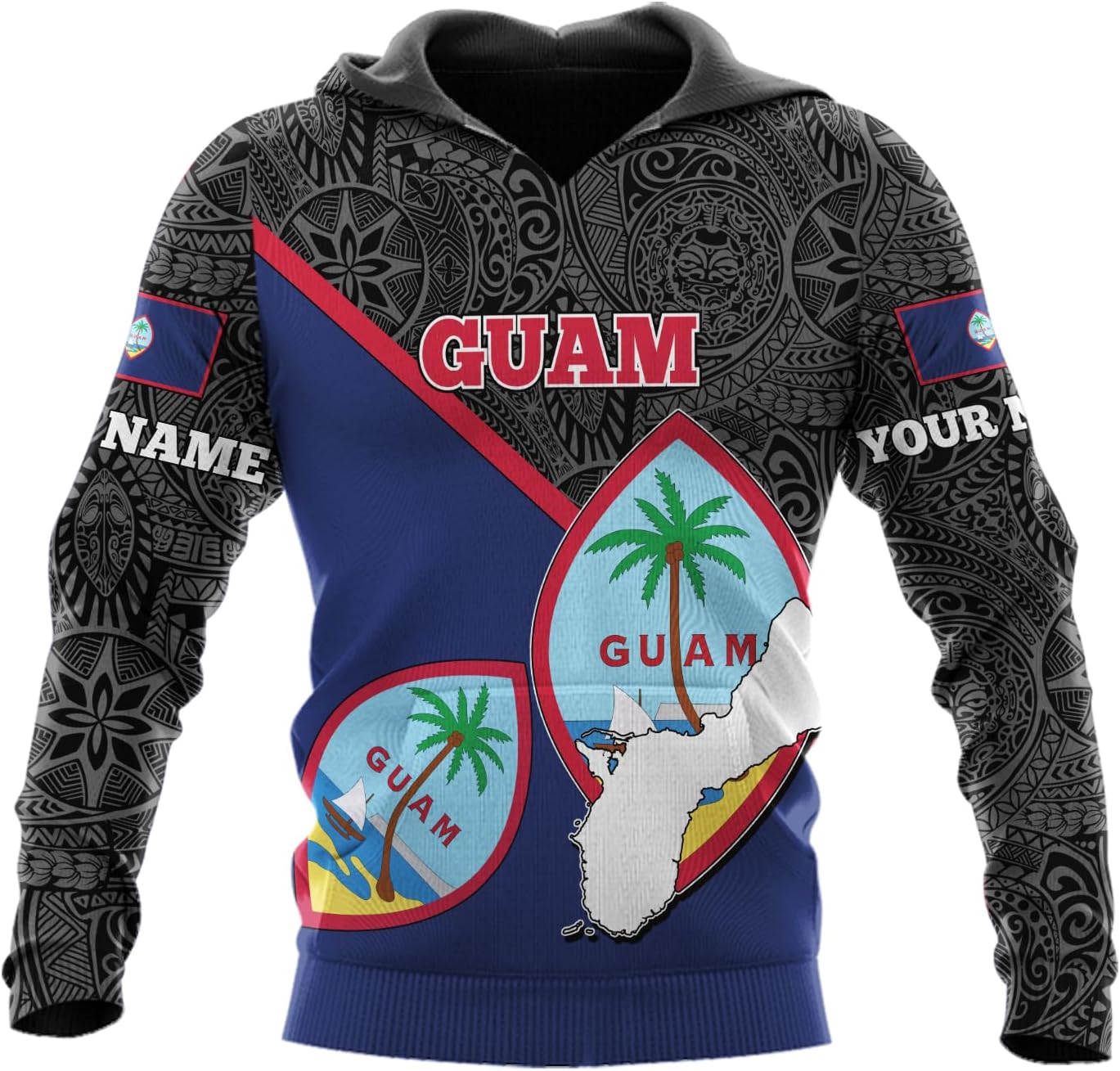 Vybonz Personalized Guam Hoodie - Guahan Pride Zip Hoodie for Men & Women