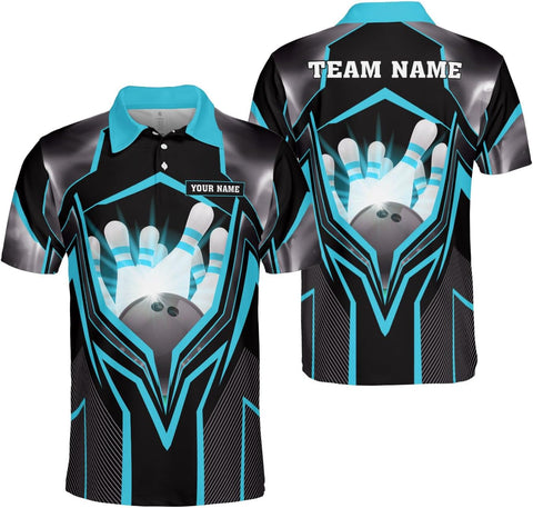 Ligthuy Personalized Name Bowling Polo Shirts 3D for Men and Women, Bowling Shirt, Bowling Shirts for Men Team Bowling Shirt