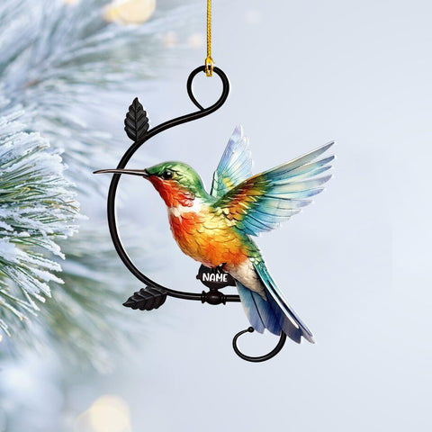 MAPrints Personalized Hummingbird Ornaments for Christmas Tree 2024, Hummingbird Christmas 2024 Ornament, Bird Wood Acrylic 2D Flat (not 3D) Ornament, Gifts for Bird Lovers (Bird 7)