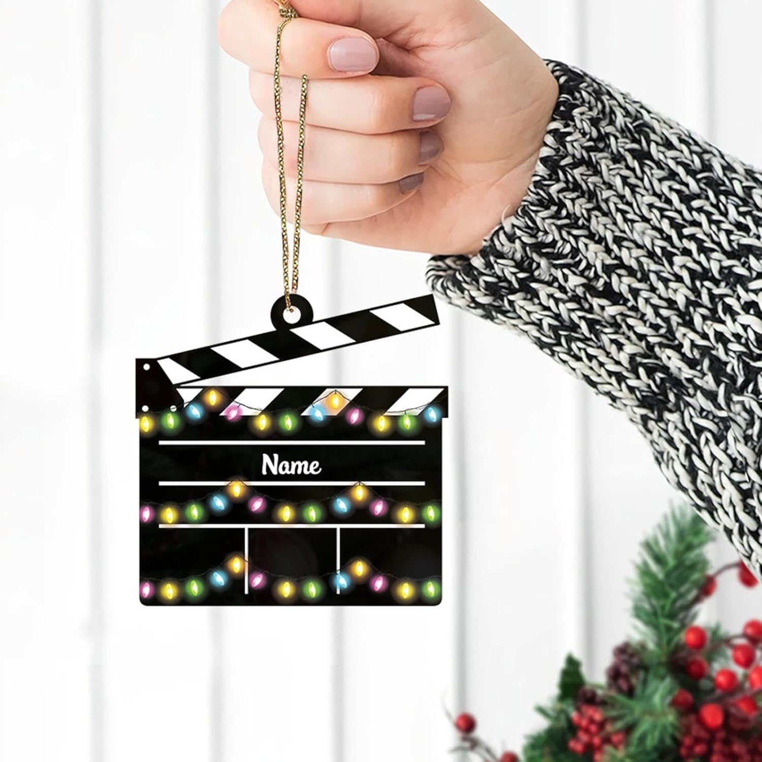 AOVL Personalized Film Clapboard Ornament Movie Clapper Christmas Ornaments Film Clapboard Ornament Film Clapper Ornament Director Clapboard Christmas Ornament Movie Clapperboard Theater (Film 6)