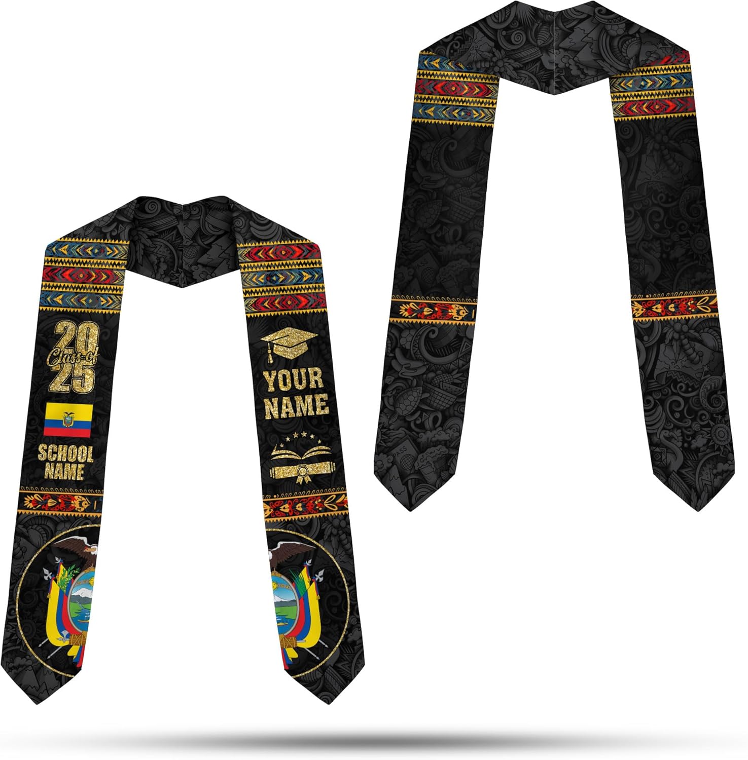 Pretyprints Ecuador Graduation Stole, Ecuadorians American Flag Graduation Sash 2025, Ecuadorians Graduation Sash