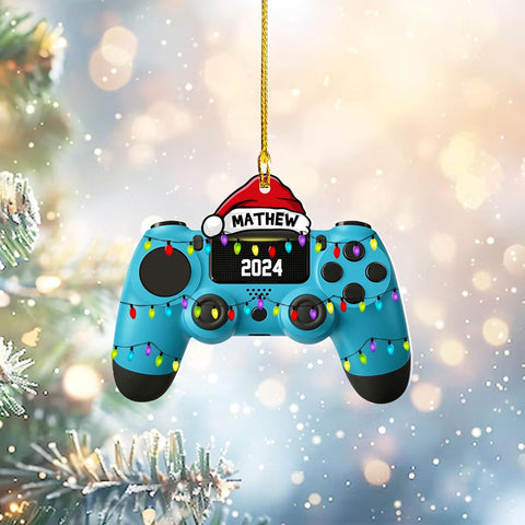 Artparel Personalized Gamer Ornament Custom Name Game Controller Ornament Shape Flat Computer Ornament for Gamer Gaming Ornament Gamer Christmas Ornament (VGC5)