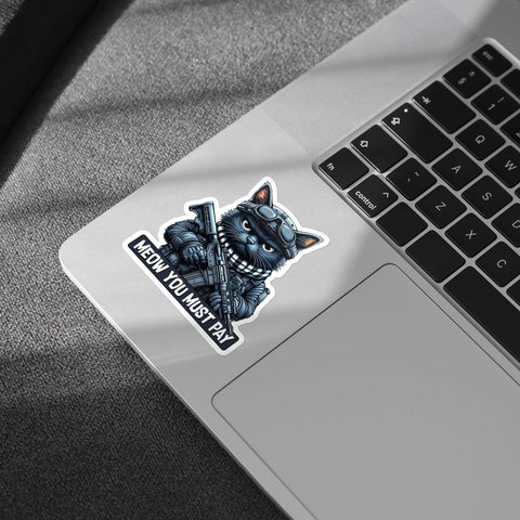 3 Pcs Meow You Must Pay Sticker, Tactical Cat Stickers, Military Cat Sticker, Gun Cat Sticker Die-Cut Waterproof Vinyl Sticker Laptop Water Bottle Window Phone Helmet 3"x3"