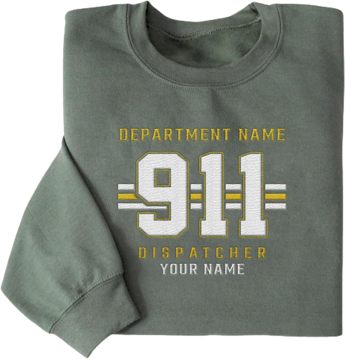 Personalized 911 Dispatcher Apparel, Thin Gold Line Embroidered Sweatshirt, Emergency 911 Hoodie Gift Dispatch Nurse Shirt